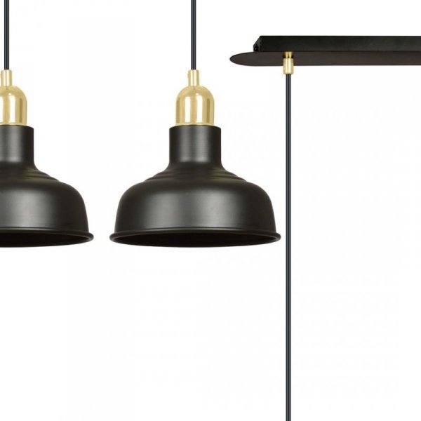 LAMPA WISZĄCA CZARNO ZŁOTA METALOWA LOFT NAD STÓŁ EMIBIG IBOR 2 BLACK