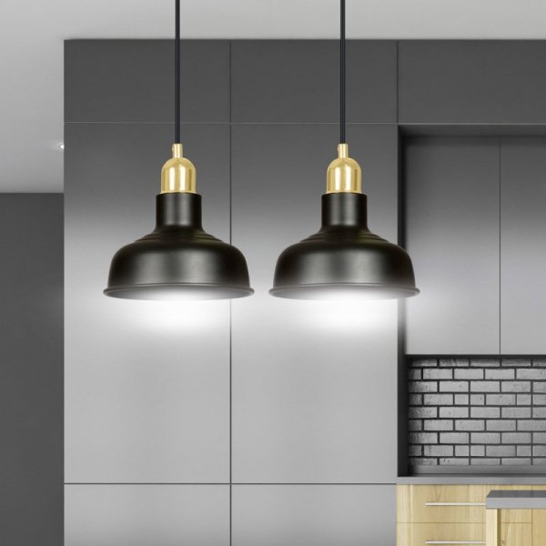 LAMPA WISZĄCA CZARNO ZŁOTA METALOWA LOFT NAD STÓŁ EMIBIG IBOR 2 BLACK