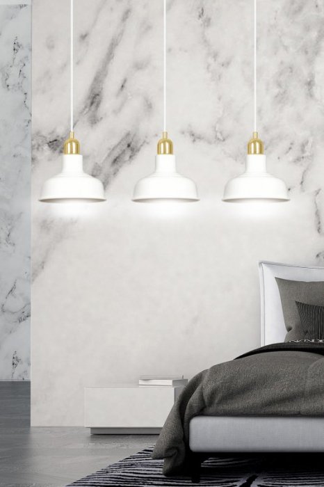 LAMPA WISZĄCA BIAŁO ZŁOTA METALOWA NAD STÓŁ EMIBIG IBOR 3 WHITE