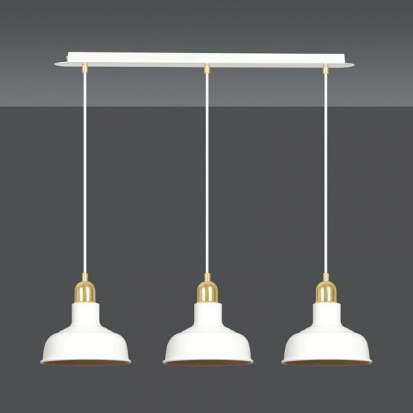 LAMPA WISZĄCA BIAŁO ZŁOTA METALOWA NAD STÓŁ EMIBIG IBOR 3 WHITE