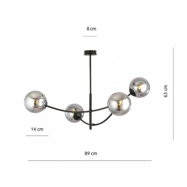 LAMPA WISZĄCA NOWOCZESNA KULE SZKLANE EMIBIG HUNTER 4 BLACK/GRAFIT