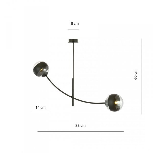 LAMPA WISZĄCA NOWOCZESNA KULE SZKLANE EMIBIG HUNTER 2 BLACK/STRIPE
