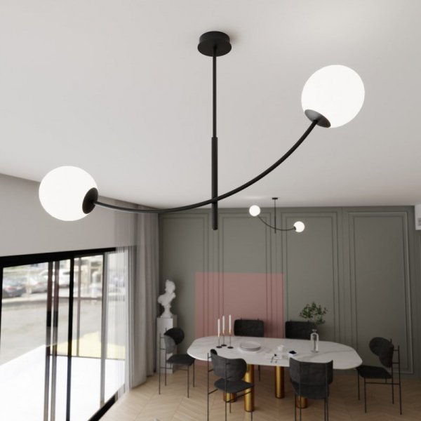 LAMPA WISZĄCA NOWOCZESNA KULE SZKLANE EMIBIG HUNTER 2 BLACK/OPAL