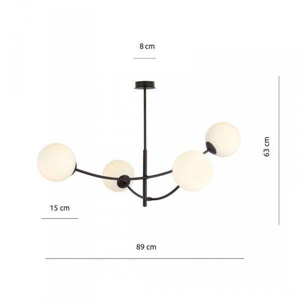 LAMPA WISZĄCA NOWOCZESNA KULE SZKLANE EMIBIG HUNTER 4  BLACK/OPAL