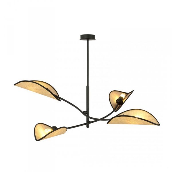 LAMPA WISZĄCA DEKORACYJNA DO SALONU SYPIALNI EMIBIG LOTUS 4 BLACK/RATTAN