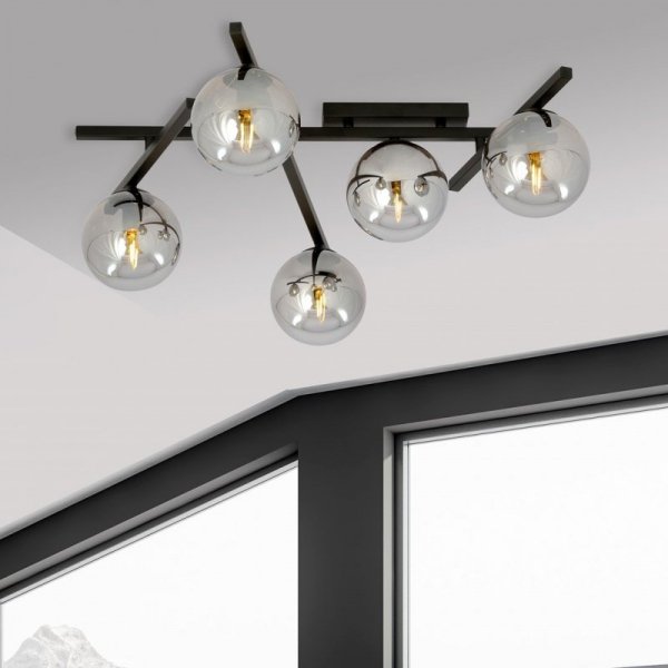LAMPA SUFITOWA PLAFON KULE NOWOCZESNA EMIBIG SMART 5 BLACK/GRAFIT