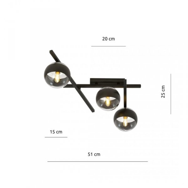 LAMPA SUFITOWA PLAFON KULE NOWOCZESNA EMIBIG SMART 3 BLACK/STRIPE
