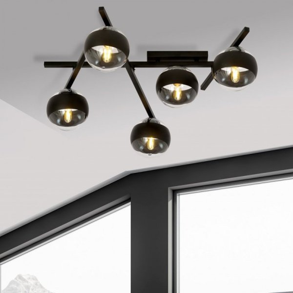 LAMPA SUFITOWA PLAFON KULE NOWOCZESNA EMIBIG SMART 5 BLACK/STRIPE