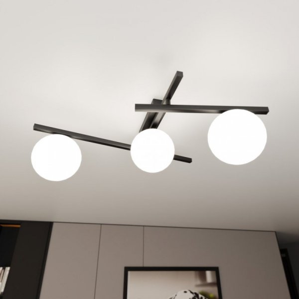 LAMPA SUFITOWA PLAFON KULE NOWOCZESNA EMIBIG SMART 3 BLACK/OPAL