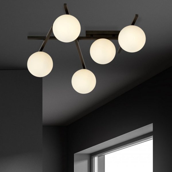 LAMPA SUFITOWA PLAFON KULE NOWOCZESNA EMIBIG SMART 5 BLACK/OPAL