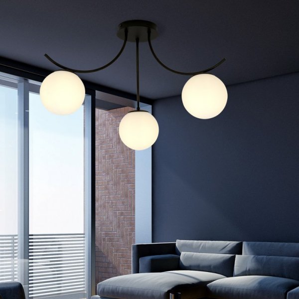 LAMPA SUFITOWA KULE SZKLANE DO POKOJU SALONU EMIBIG BOSTON 3 BLACK/OPAL