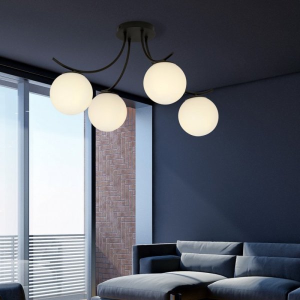 LAMPA SUFITOWA KULE SZKLANE DO POKOJU SALONU EMIBIG BOSTON 4 BLACK/OPAL
