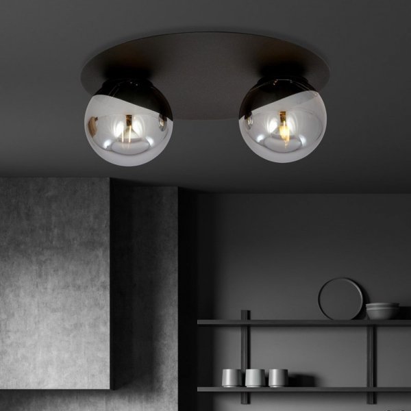 LAMPA SUFITOWA PLAFON CZARNY KULE SZKLANE EMIBIG SOLAR 2 BLACK/GRAFIT