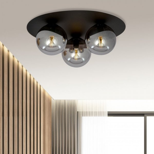 LAMPA SUFITOWA PLAFON CZARNY KULE SZKLANE EMIBIG SOLAR 3 BLACK/GRAFIT
