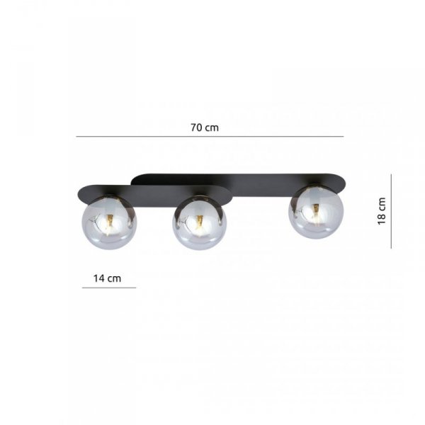 LAMPA SUFITOWA NOWOCZESNA PLAFON KULE SZKLANE EMIBIG PLAZA 3 BLACK/GRAFIT