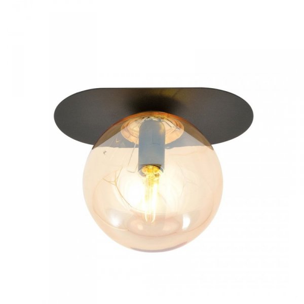 LAMPA SUFITOWA NOWOCZESNA PLAFON KULE SZKLANE EMIBIG PLAZA 1 BLACK/MIODOWY