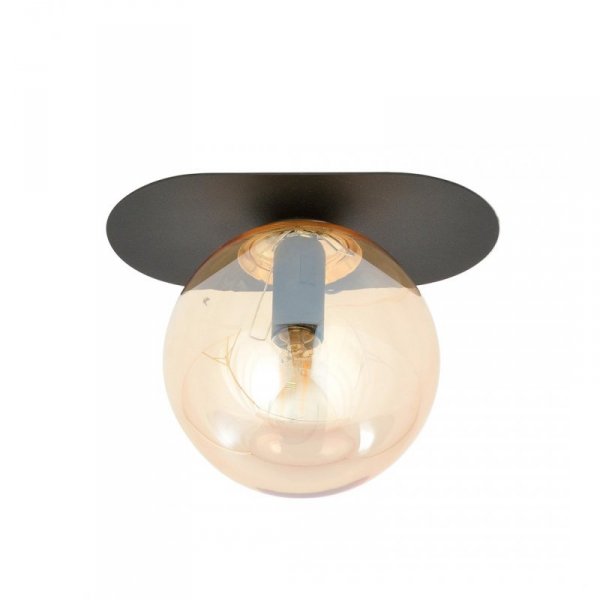 LAMPA SUFITOWA NOWOCZESNA PLAFON KULE SZKLANE EMIBIG PLAZA 1 BLACK/MIODOWY