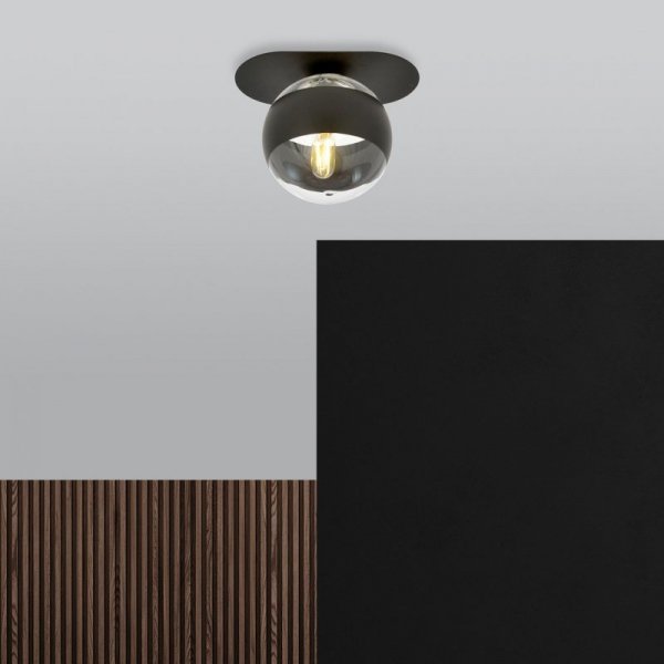 LAMPA SUFITOWA NOWOCZESNA PLAFON KULE SZKLANE EMIBIG PLAZA 1 BLACK/STRIPE