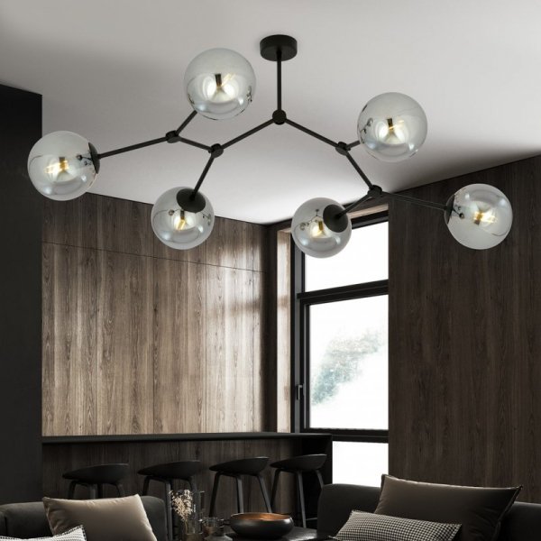 LAMPA WISZĄCA CZARNA KULE SZKLANE EMIBIG SPACE 6  BLACK/GRAFIT