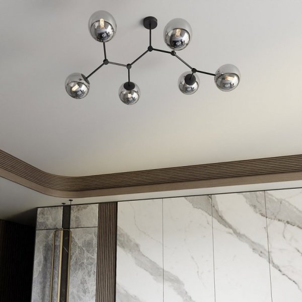 LAMPA WISZĄCA CZARNA KULE SZKLANE EMIBIG SPACE 6  BLACK/GRAFIT