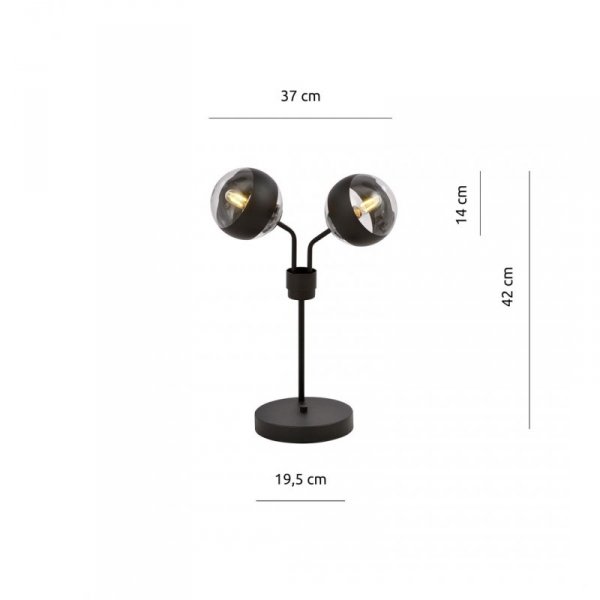 LAMPKA STOŁOWA NOCNA CZARNA KULE SZKLANE EMIBIG NOVA LN2 BLACK/STRIPE