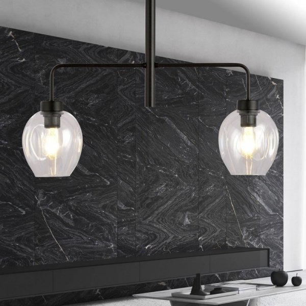 LAMPA WISZĄCA CZARNA NOWOCZESNA SZKLANE KLOSZE EMIBIG LUKKA 2 BLACK/TRANSPARENT
