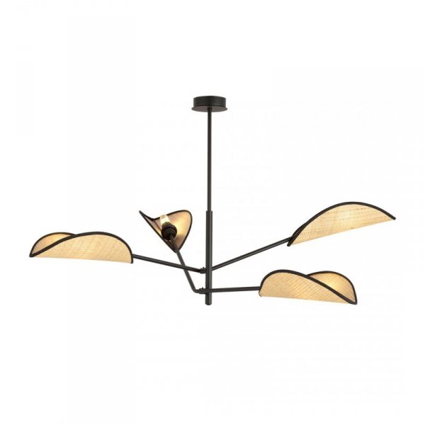 LAMPA WISZĄCA CZARNA DEKORACYJNA DO POKOJU SALONU EMIBIG VENE 4 BLACK/RATTAN