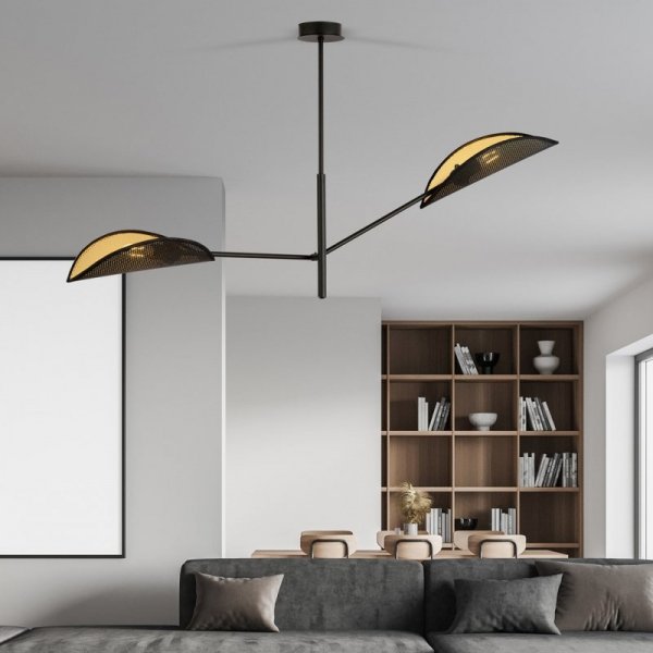 LAMPA WISZĄCA CZARNA DEKORACYJNA DO POKOJU SALONU EMIBIG VENE 2 BLACK/GOLD
