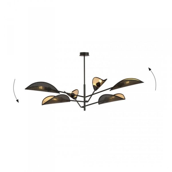 LAMPA WISZĄCA CZARNA DEKORACYJNA DO POKOJU SALONU EMIBIG VENE 6 BLACK/GOLD