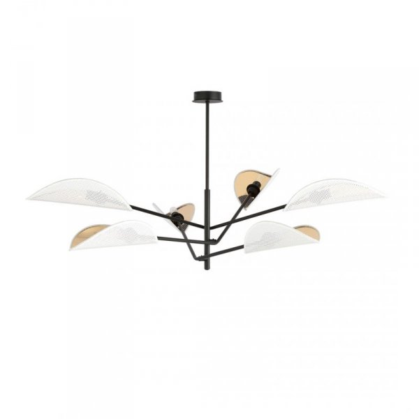 LAMPA WISZĄCA CZARNA DEKORACYJNA DO POKOJU SALONU EMIBIG VENE 6 WHITE/GOLD