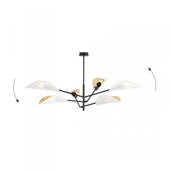 LAMPA WISZĄCA CZARNA DEKORACYJNA DO POKOJU SALONU EMIBIG VENE 6 WHITE/GOLD