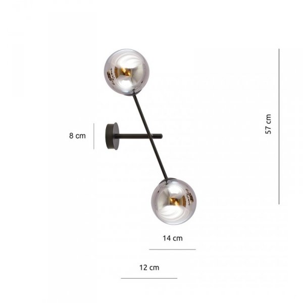 KINKIET SZKLANE KULE EMIBIG LINEAR K2 BLACK/GRAFIT