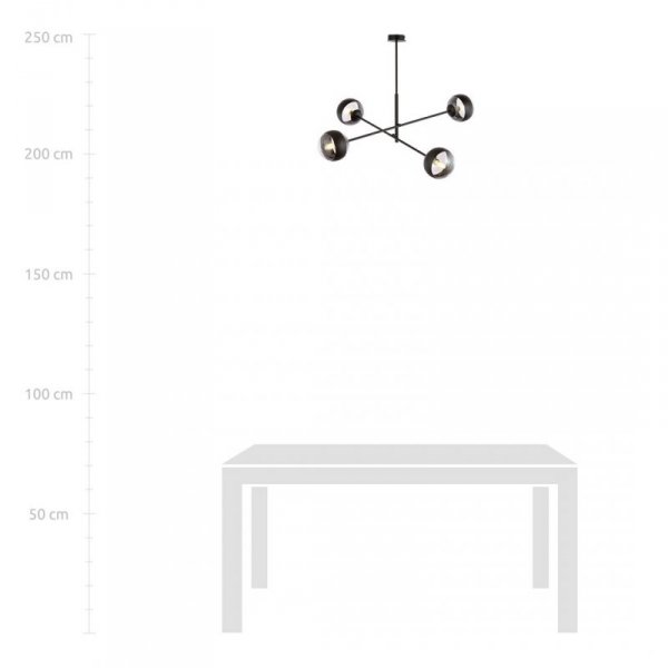 LAMPA WISZĄCA CZARNA KULE DO SALONU POKOJU EMIBIG LINEAR 4 BLACK/STRIPE