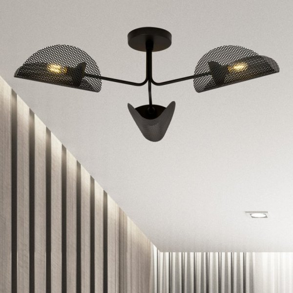 LAMPA SUFITOWA DO POKOJU SYPIALNI DEKORACYJNA EMIBIG GOMEZ 3 BLACK
