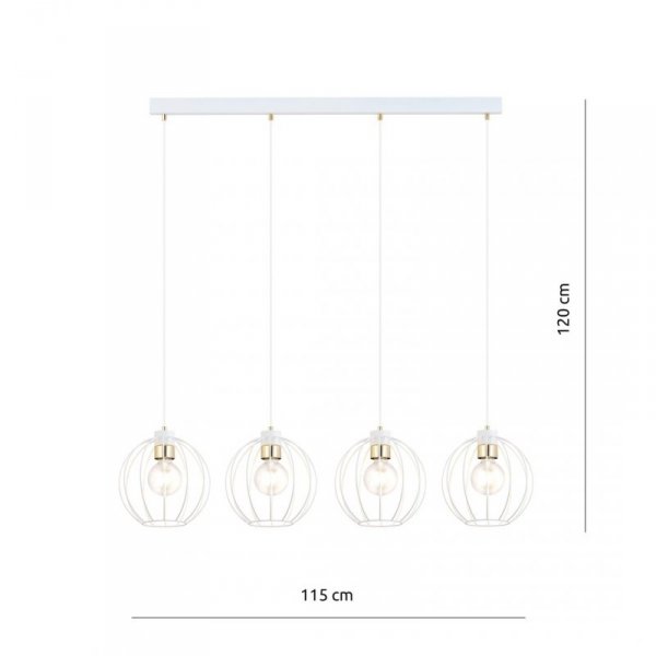 LAMPA WISZĄCA BIAŁO ZŁOTA DRUCIANA EMIBIG GINO 4 WHITE/GOLD