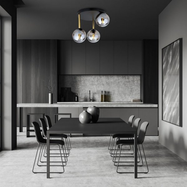 LAMPA SUFITOWA NOWOCZESNA KULE SZKLANE EMIBIG DOLCE 3 BL GRAFIT