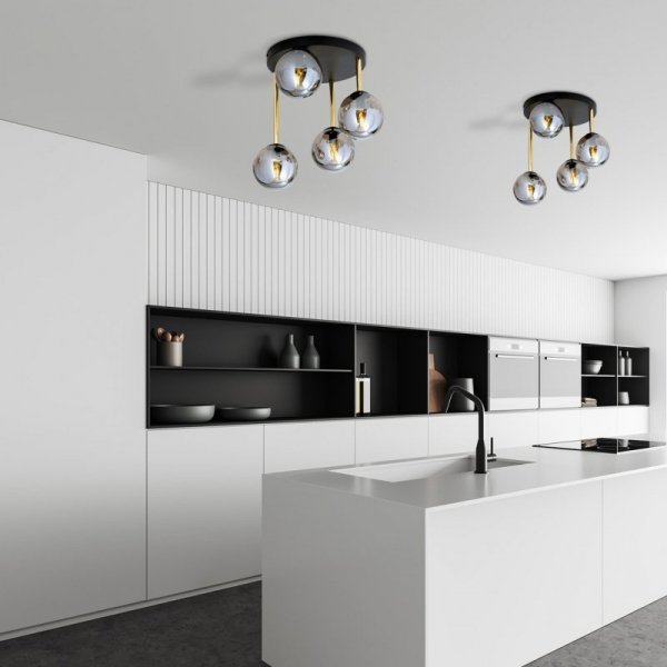 LAMPA SUFITOWA NOWOCZESNA KULE SZKLANE EMIBIG DOLCE 4 BL GRAFIT