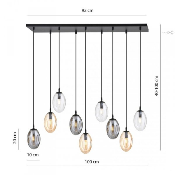 LAMPA WISZĄCA SZKLANA NAD STÓŁ DO SALONU JADALNI EMIBIG ASTRAL 9 BL MIX
