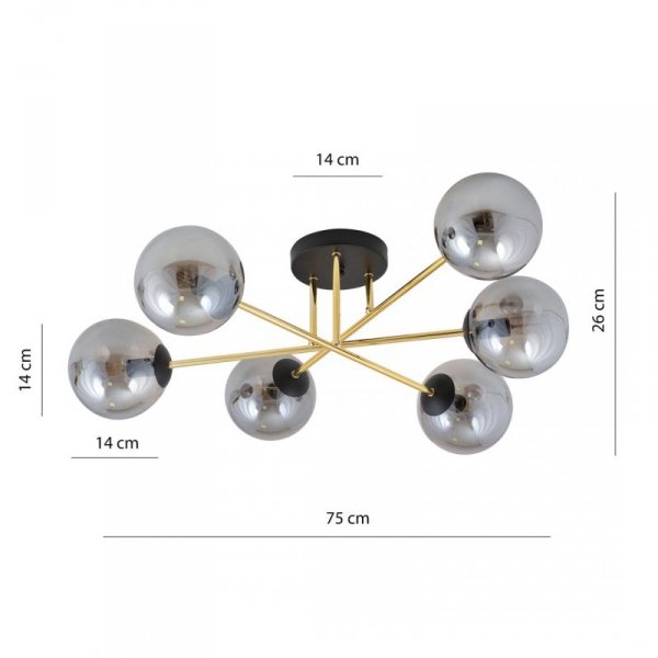 LAMPA SUFITOWA KULE SZKLANE DO POKOJU SALONU SYPIALNI EMIBIG MAGNUM 6 BL GRAFIT