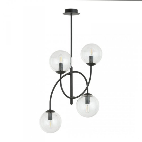 LAMPA WISZĄCA CZARNA KULE SZKLANE NOWOCZESNA EMIBIG ARCHI 4B BL TRANSPARENT oprawa oświetleniowa