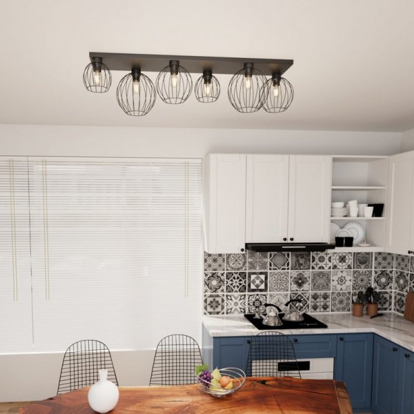 LAMPA SUFITOWA PLAFON CZARNY DRUCIANY NEST 6 BL oprawa oświetleniowa