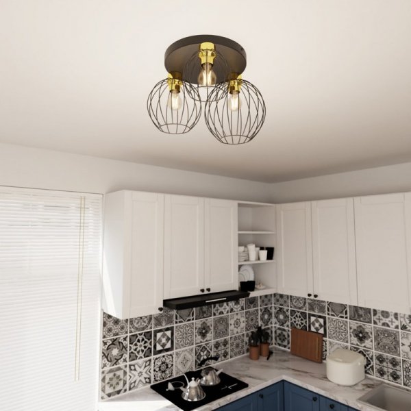 LAMPA SUFITOWA PLAFON CZARNY DRUCIANY NEST 3PREM BL GOLD oprawa oświetleniowa