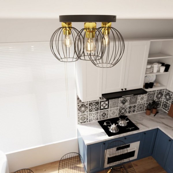 LAMPA SUFITOWA PLAFON CZARNY DRUCIANY NEST 3PREM BL GOLD oprawa oświetleniowa