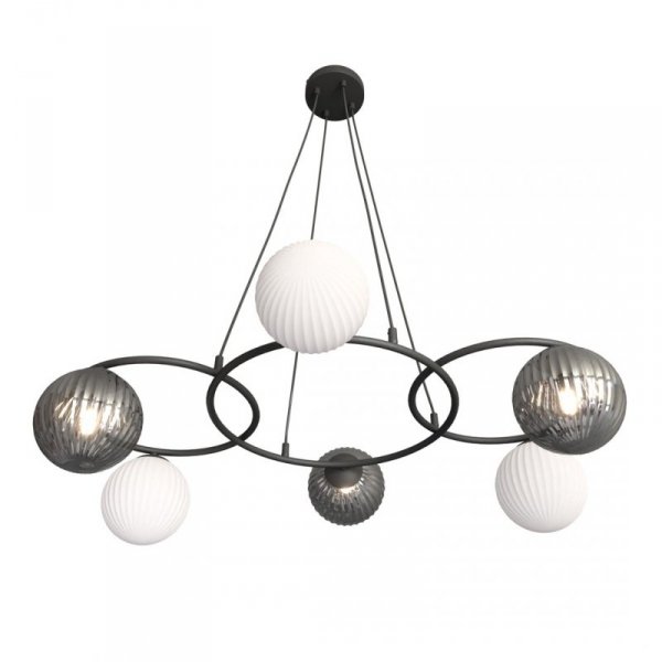 LAMPA WISZĄCA CZARNA KULE DO SALONU LIBRA 6 BL MIX oprawa oświetleniowa
