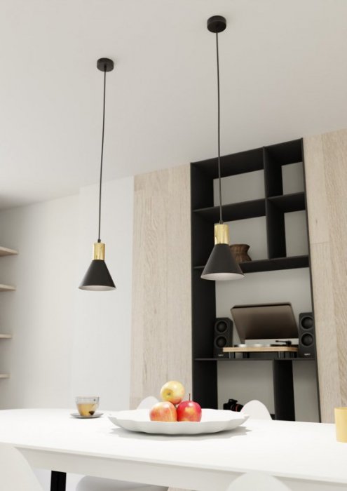 EMIBIG LAMPA WISZĄCA CZARNO ZŁOTA NAD STÓŁ ROSA 1 BL oprawa oświetleniowa