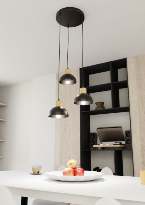 LAMPA WISZĄCA CZARNA NOWOCZESNA NAD STÓŁ EMIBIG SECO 3 BL PREM oprawa oświetleniowa