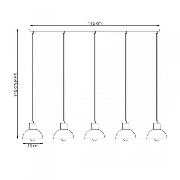 LAMPA WISZĄCA CZARNA NOWOCZESNA NAD STÓŁ EMIBIG SECO 5 BL oprawa oświetleniowa