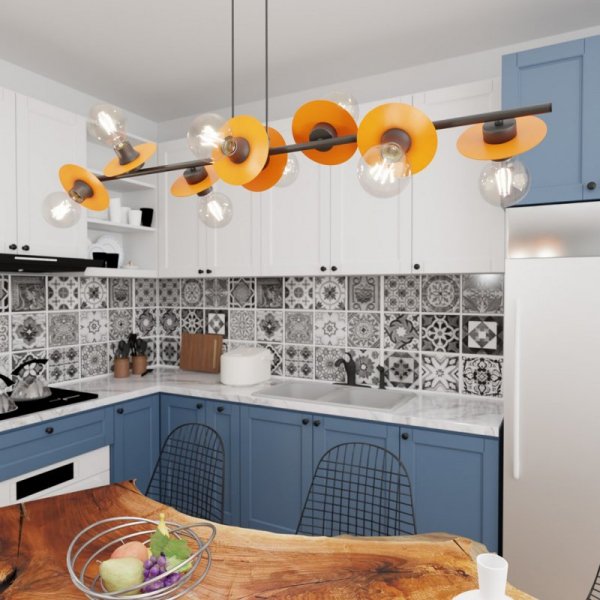 LAMPA WISZĄCA NOWOCZESNA NA LISTWIE CZARNA EMIBIG TOKEN 8 BL ORANGE  oprawa oświetleniowa