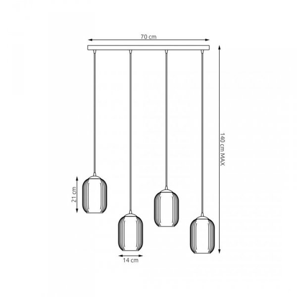LAMPA WISZĄCA SZKLANA NOWOCZESNA EMIBIG VERDI 4 BL MIX oprawa oświetleniowa