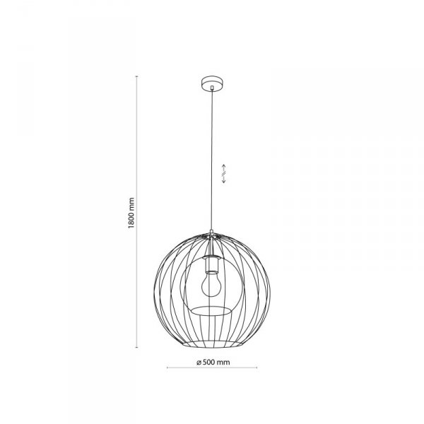 TK LIGHTING UNIVERSO BLACK 2552 LAMPA WISZĄCA CZARNA DRUCIANA Z KLOSZEM 50CM DUŻA
